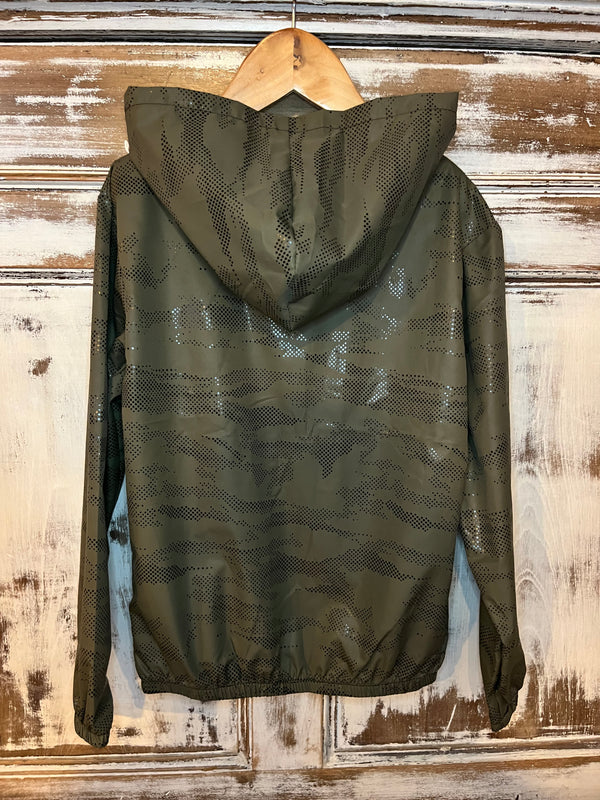 Campera Impermeable Rompevientos Green Camo