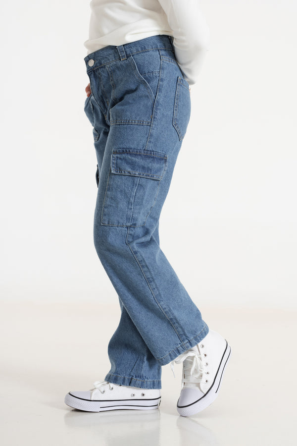 Pantalon Jeans Celeste  Cargo