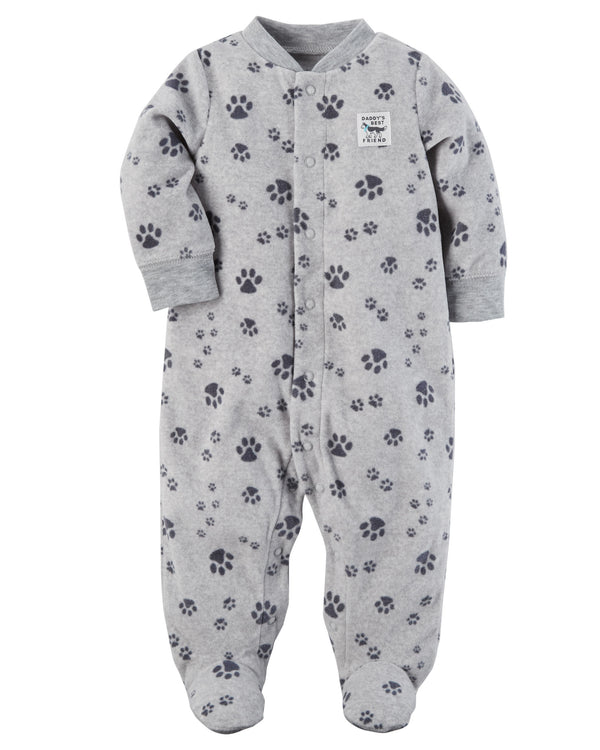 Enterito CARTERS Paw Print Snap-Up Fleece Sleep & Play Micropolar