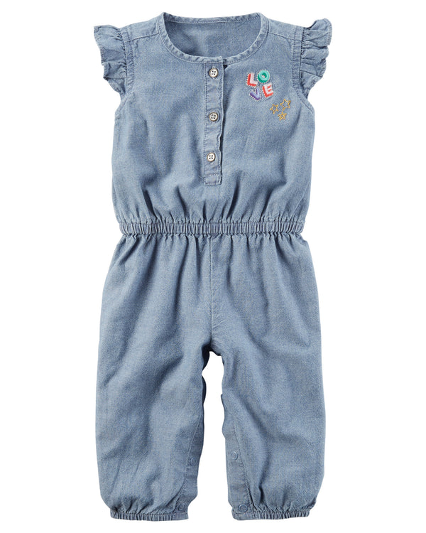 Enterito CARTERS Flutter-Sleeve Chambray Jumpsuit