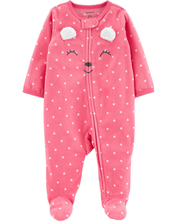 Enterito CARTERS Polka Dot Bear Zip-Up Fleece Sleep & Play - Micropolar