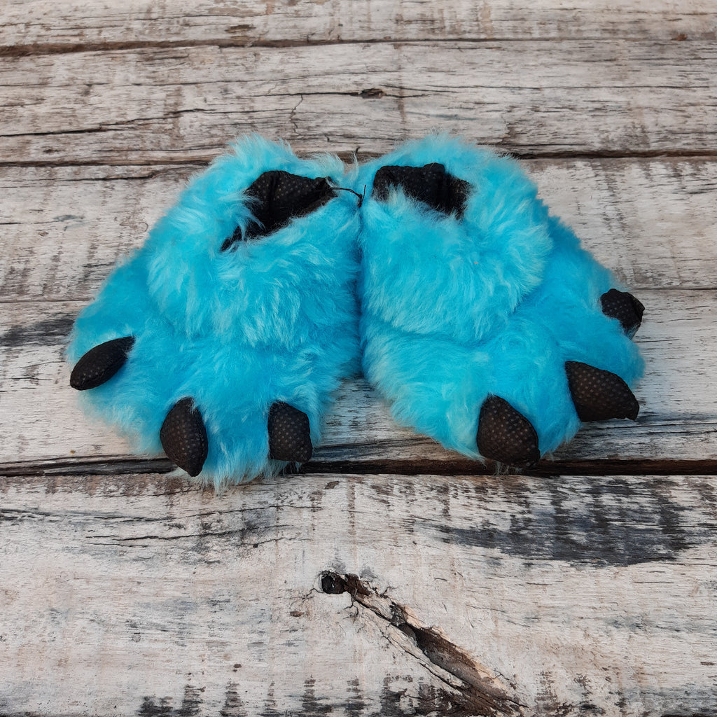 Pantuflas de Piel Garras Turquesa