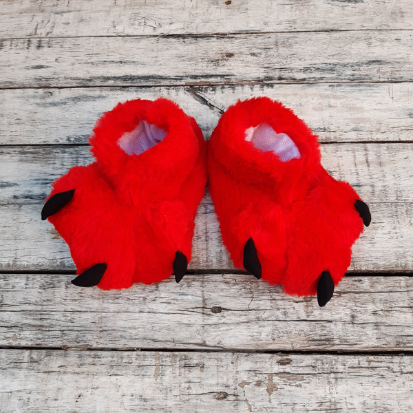 Pantuflas de Piel Garras Rojo