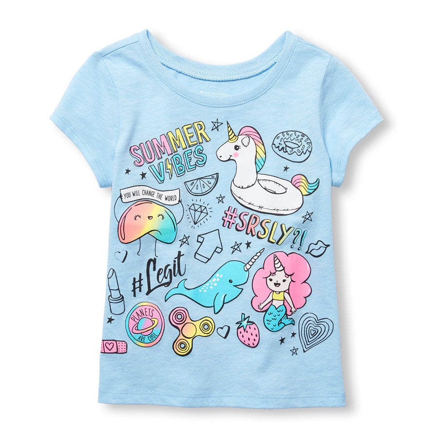 Remera THE CHILDRENS PLACE 'Summer Vibes' Doodle Graphic Tee