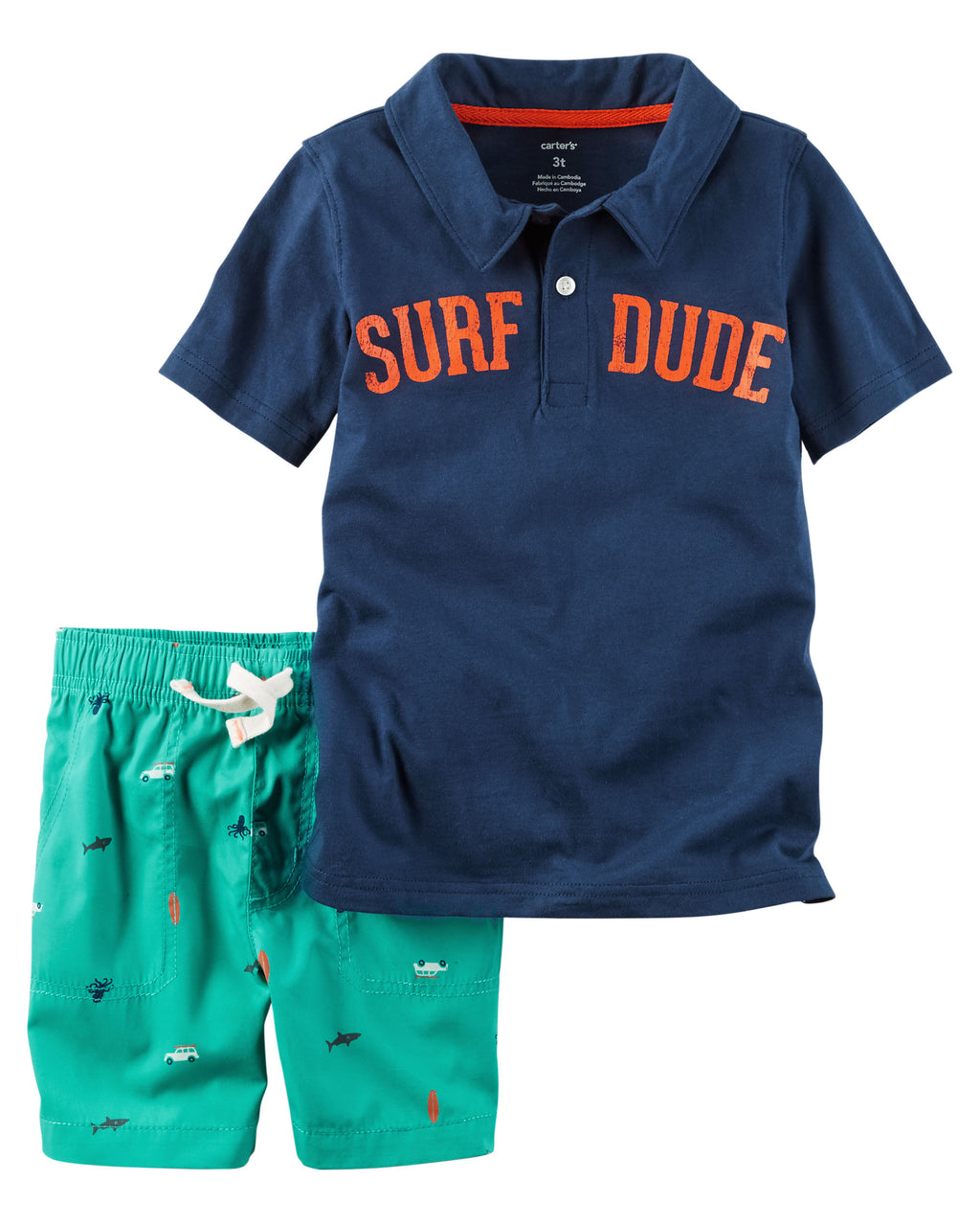 Conjunto CARTERS 2-Piece Surf Dude Polo & Poplin Short Set