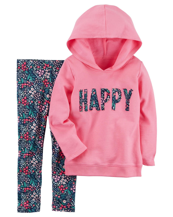 Conjunto CARTERS 2-Piece French Terry Hoodie & Floral Legging Set