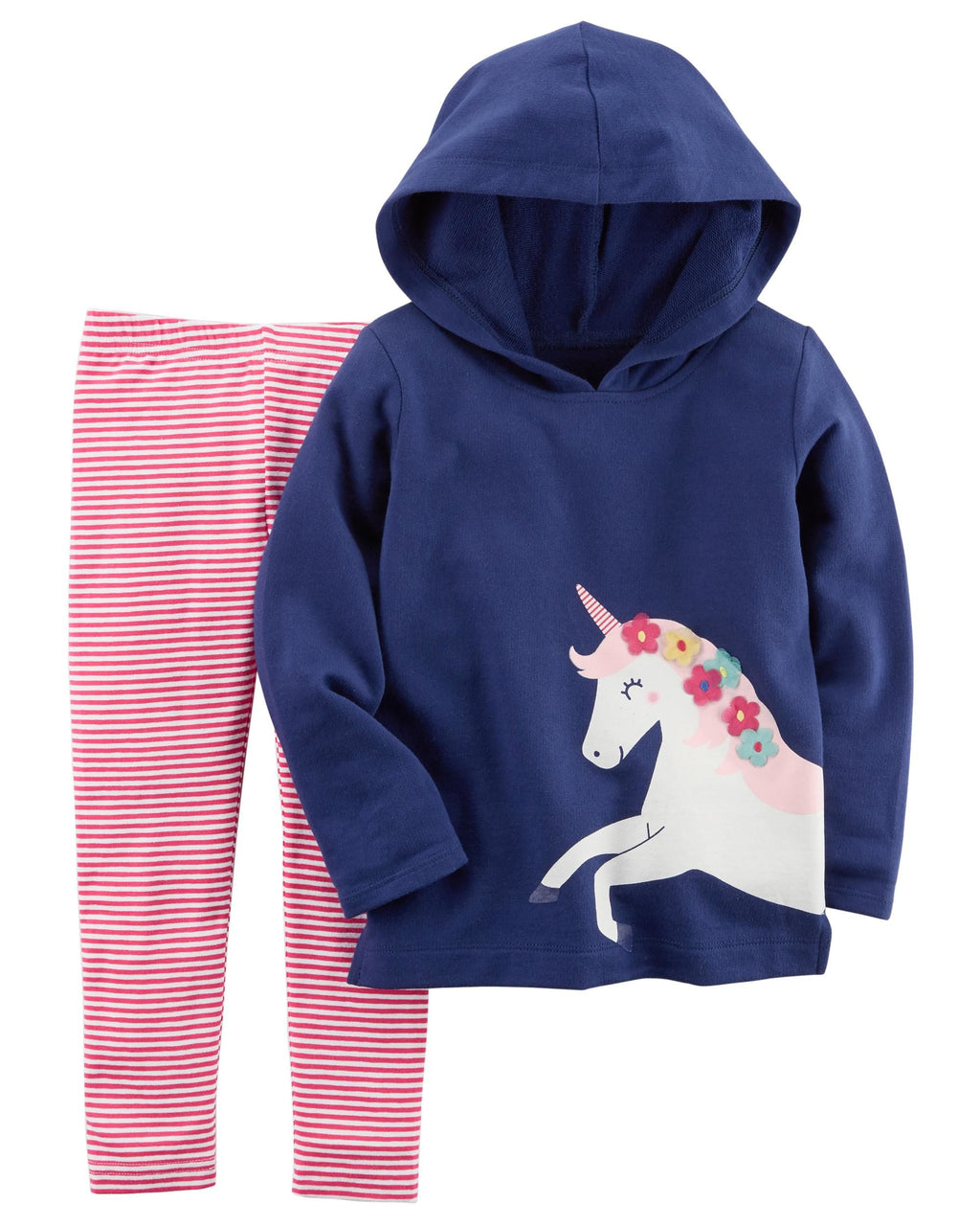 Conjunto CARTERS 2-Piece French Terry Hoodie & Striped Legging Set