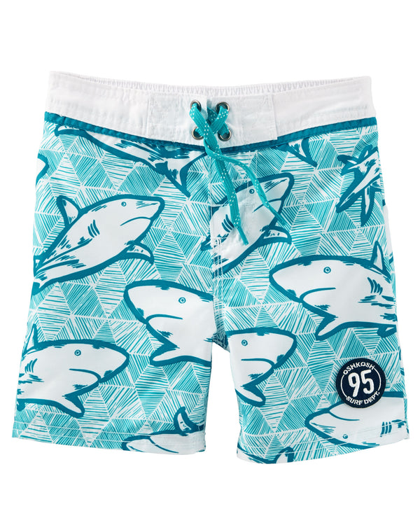 Malla OSHKOSH Shark Print Swim Trunks Protección UV +50