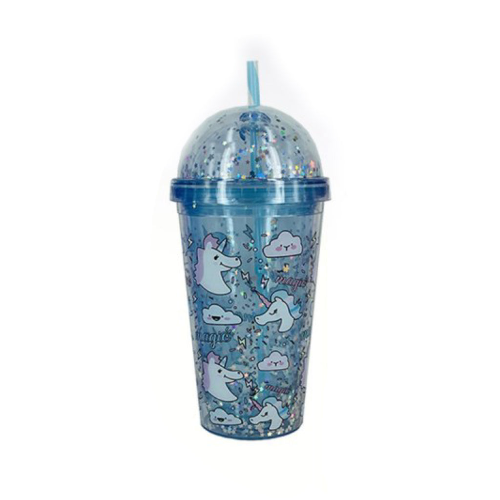 Vaso Confeti glitter con sorbete Magic Unicornios 450 ml +2 años