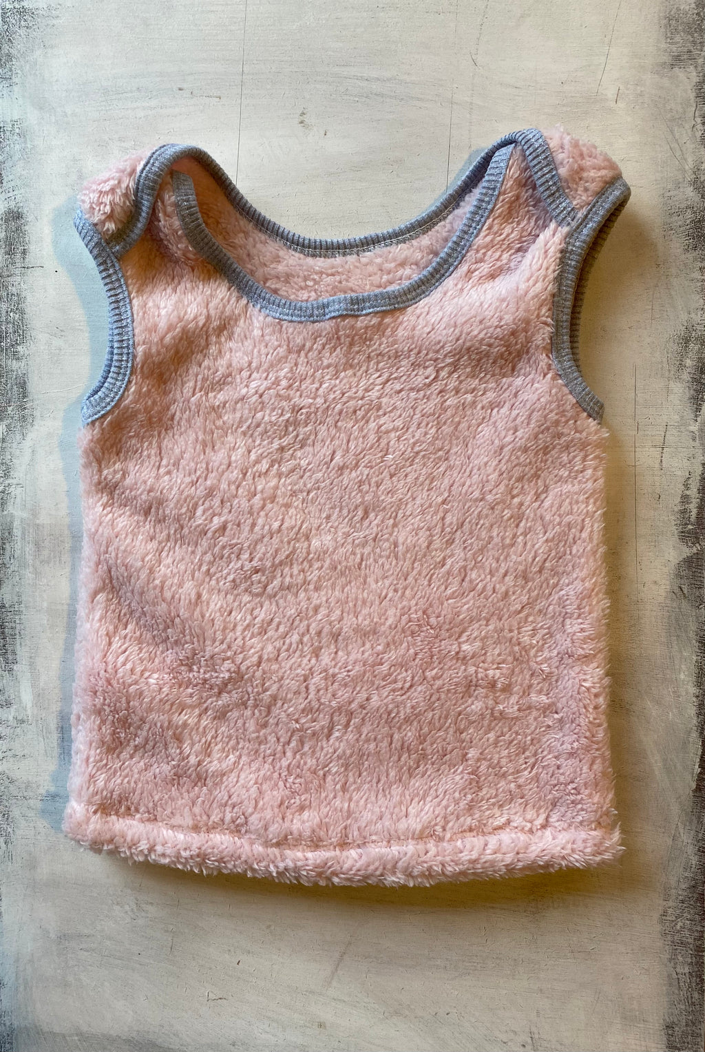 Chaleco de Corderito con cuello americano Rosa viejo