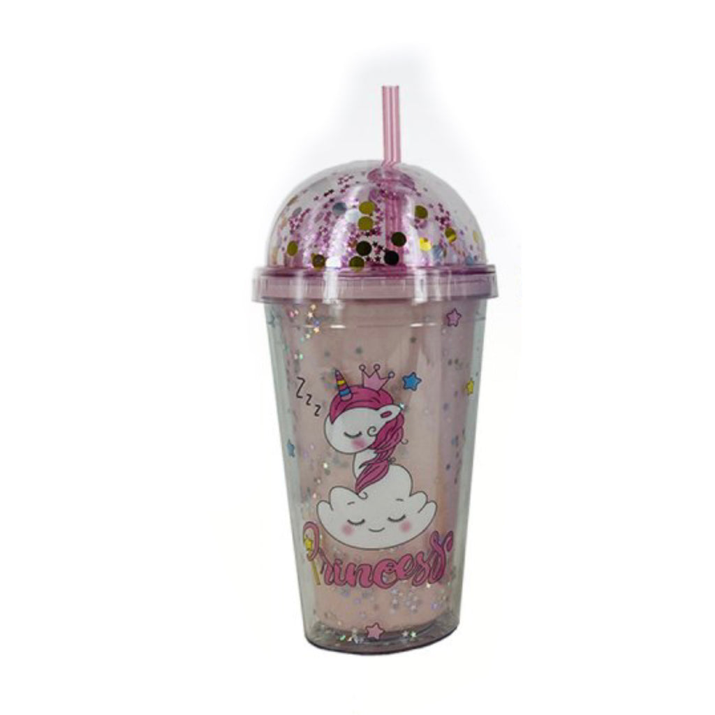Vaso Confeti con sorbete Unicornio Princess Pink 450 ml +2 años