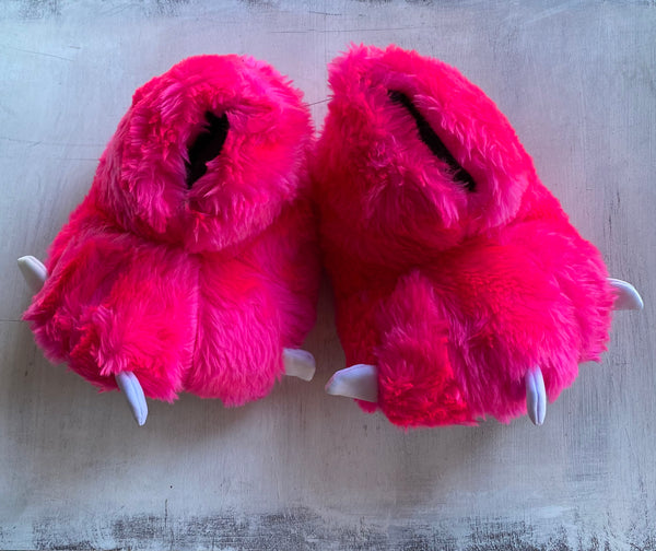 Pantuflas de Piel Garras Fuscia