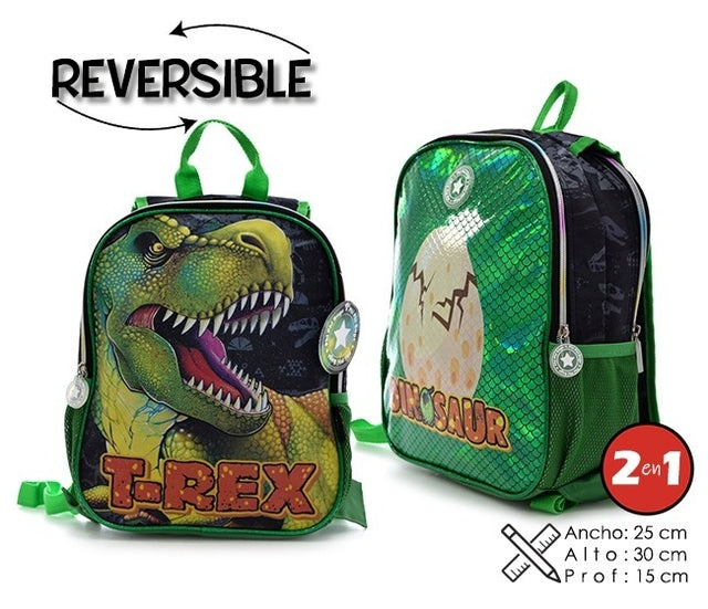 Mochila Dinosaurio Reversible Espalda & frente - Little Kid Backpack