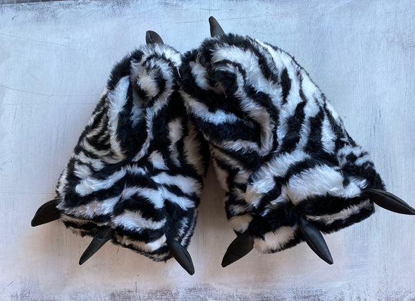 Pantuflas de Piel Garras Prints Cebra